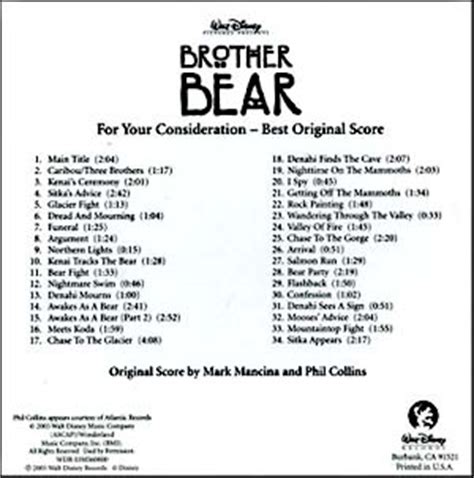 brother bear soundtrack list